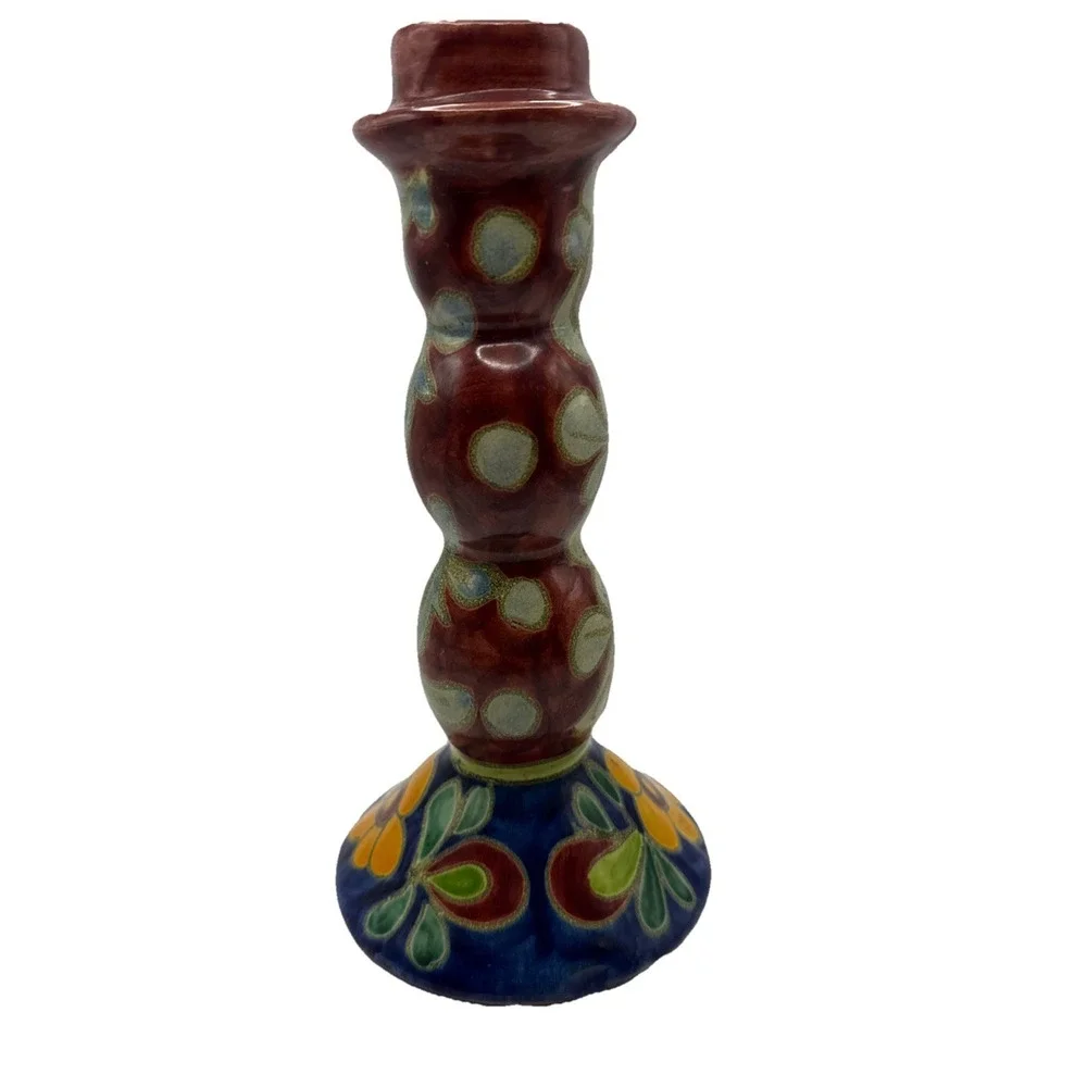 Vintage Mexican Talavera Pottery‎ Decorative Candlestick 9.25